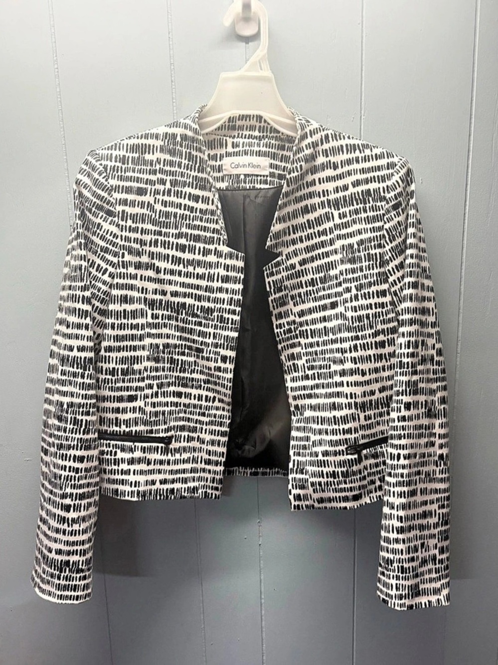 Calvin Klein Abstract Print Blazer in White & Black Like New